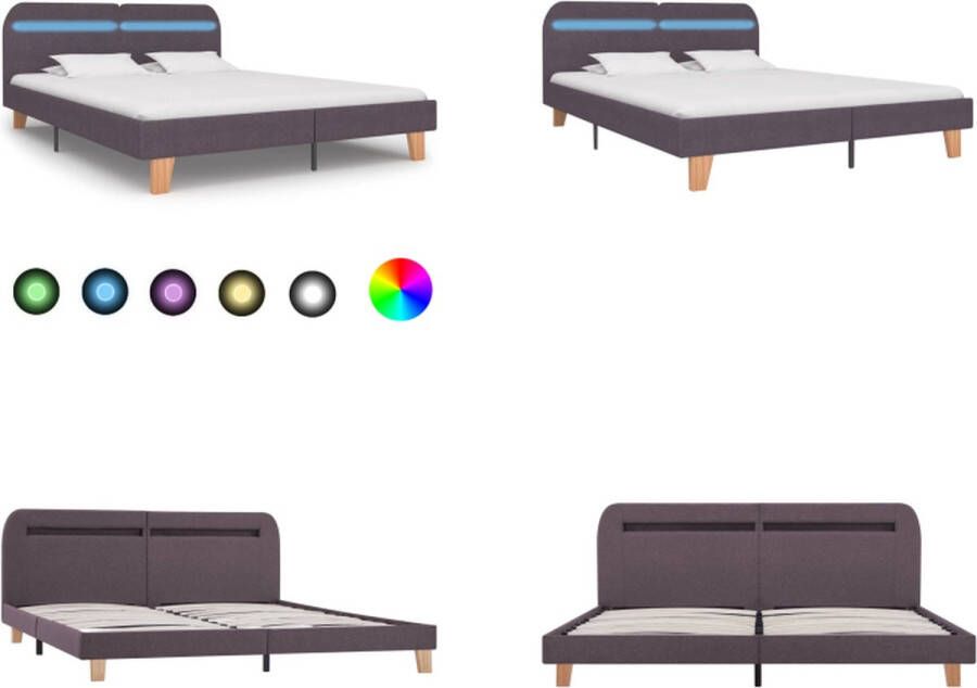 VidaXL Bedframe met LED stof taupe 180x200 cm Bedframe Bedframes Bed Bedden