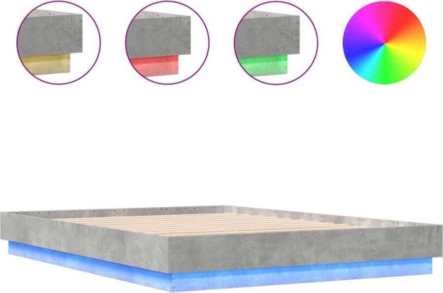 VidaXL -Bedframe-met-LED-verlichting-betongrijs-150x200-cm - Foto 2