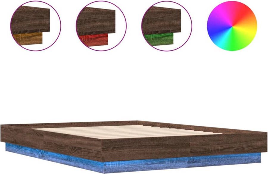 VidaXL -Bedframe-met-LED-verlichting-bruin-eikenkleurig-120x190-cm - Foto 4