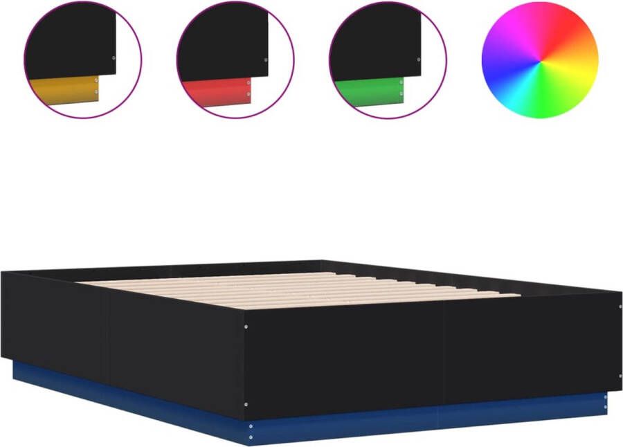 VidaXL -Bedframe-met-LED-verlichting-bruin-eikenkleurig-120x190-cm - Foto 2