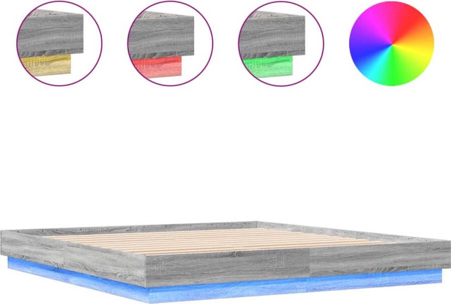 VidaXL -Bedframe-met-LED-verlichting-grijs-sonoma-eikenkleur-180x200-cm - Foto 2