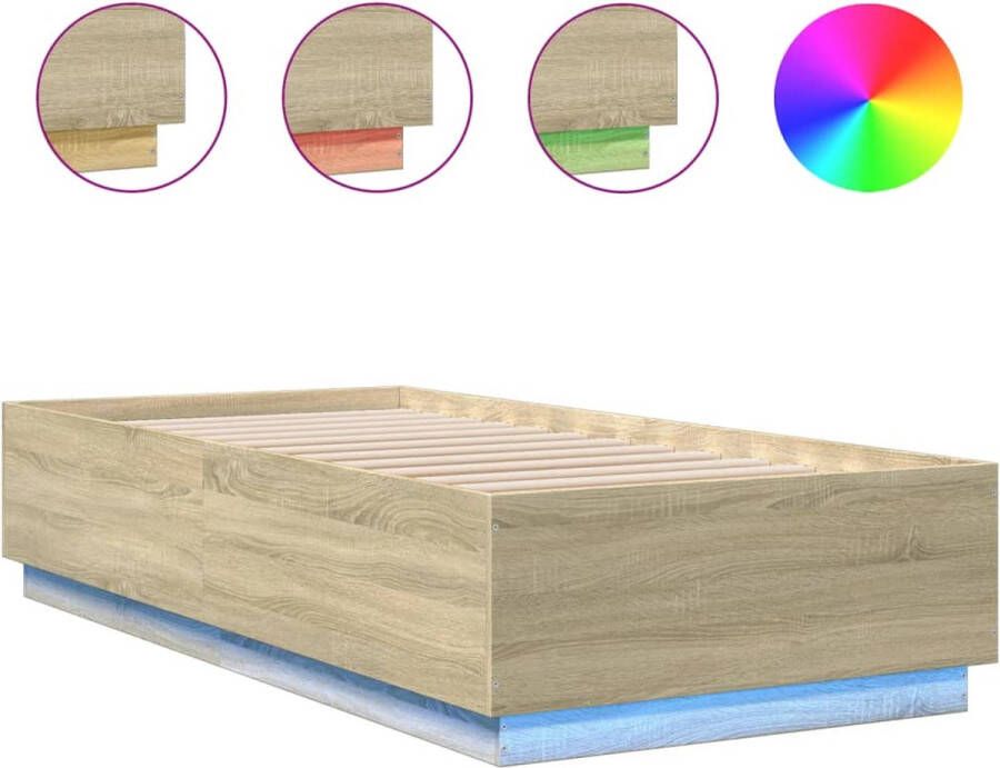 VidaXL -Bedframe-met-LED-verlichting-sonoma-eikenkleurig-100x200-cm - Foto 2
