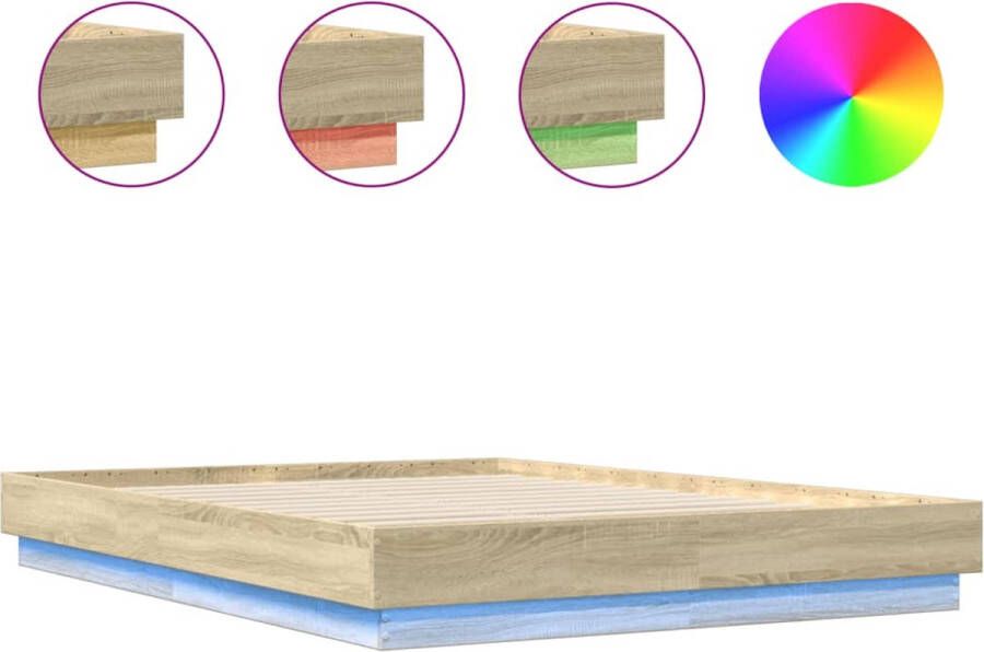 VidaXL -Bedframe-met-LED-verlichting-sonoma-eikenkleurig-140x200-cm - Foto 2