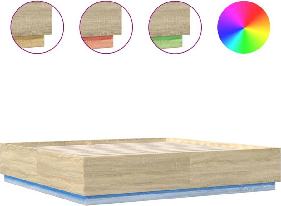 VidaXL -Bedframe-met-LED-verlichting-sonoma-eikenkleurig-180x200-cm - Foto 2