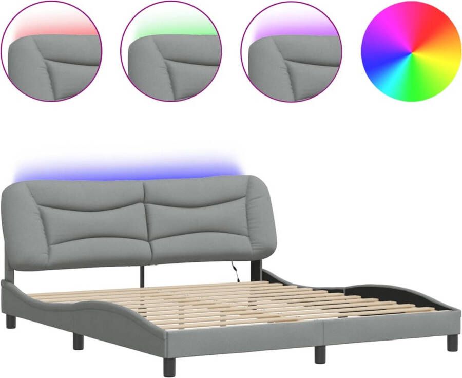 Vida XL Bedframe met LED-verlichting stof donkergrijs 180x200 cm SKU: V3214164 - Foto 2