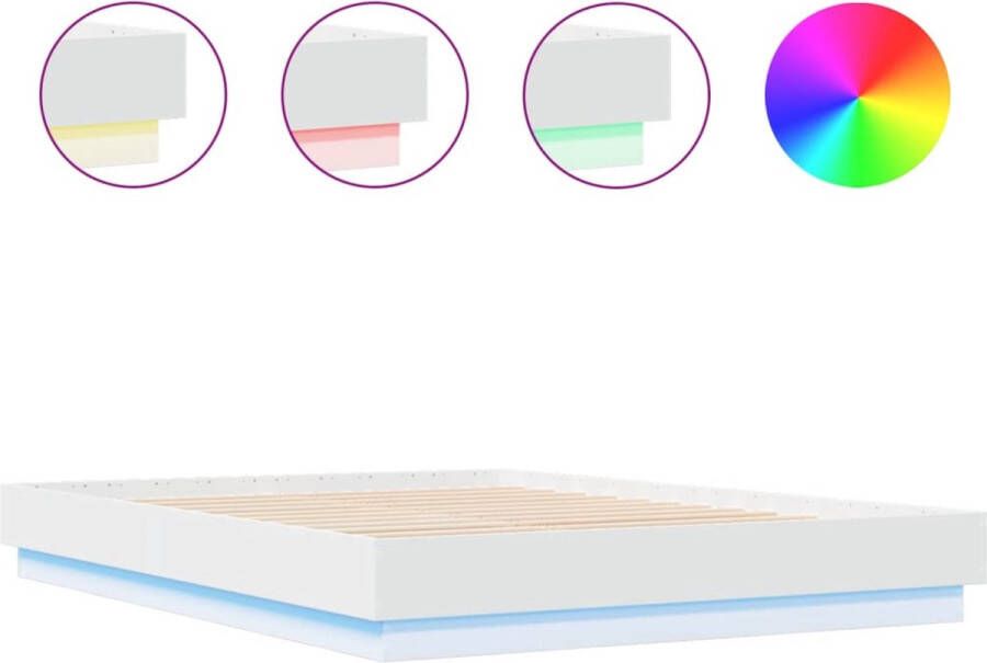 VidaXL -Bedframe-met-LED-verlichting-wit-160x200-cm - Foto 2