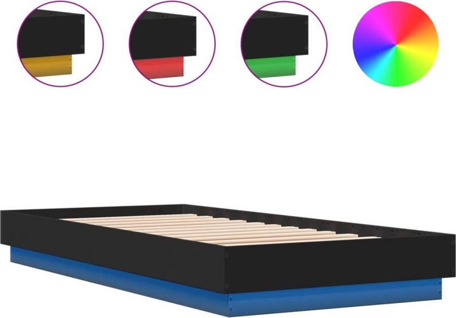 VidaXL -Bedframe-met-LED-verlichting-zwart-100x200-cm