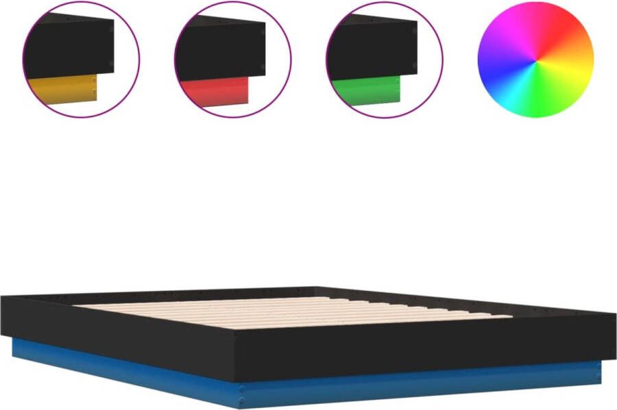VidaXL -Bedframe-met-LED-verlichting-zwart-135x190-cm - Foto 2