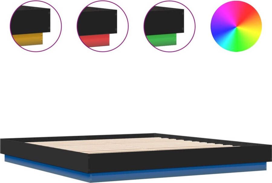 VidaXL -Bedframe-met-LED-verlichting-zwart-180x200-cm - Foto 2