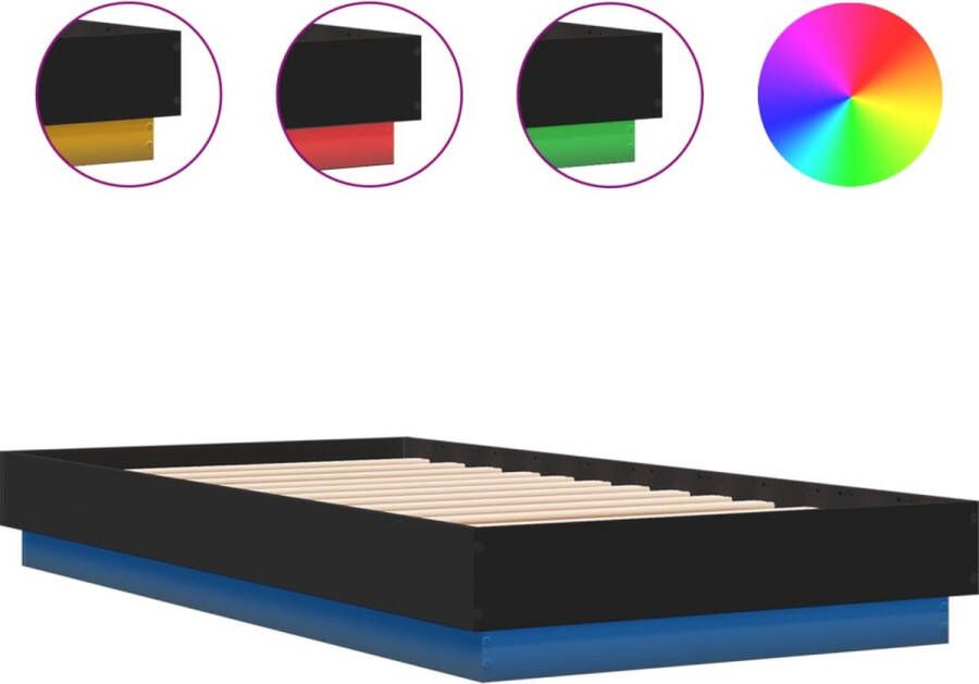 VidaXL -Bedframe-met-LED-verlichting-zwart-90x190-cm - Foto 2