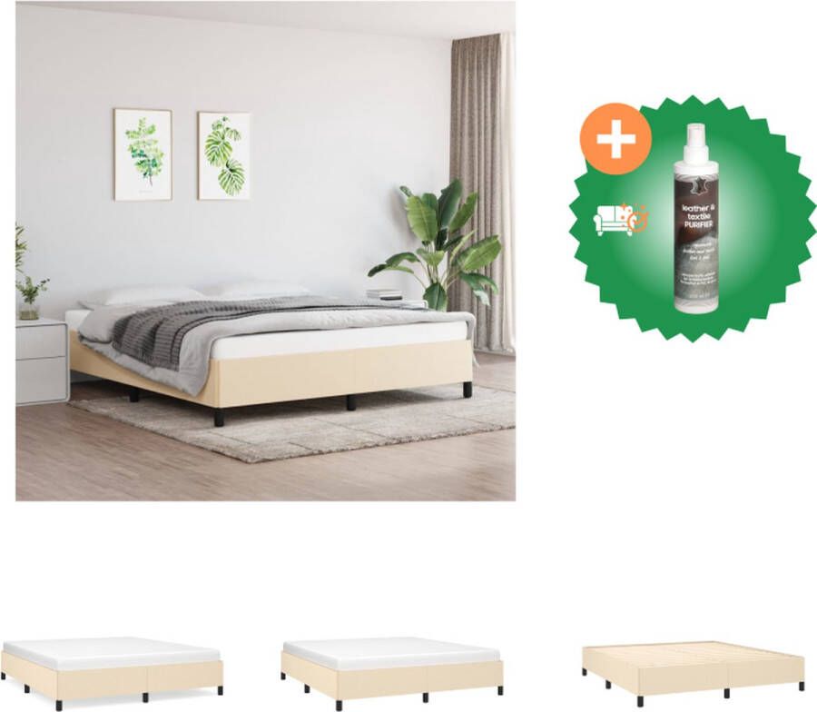 VidaXL Bedframe Crème 203 x 163 x 25 cm Duurzaam materiaal Ondersteunende poten Multiplex lattenbodem Bed Inclusief Reiniger