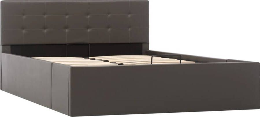 VidaXL -Bedframe-met-opslag-hydraulisch-kunstleer-grijs-120x200-cm - Foto 1