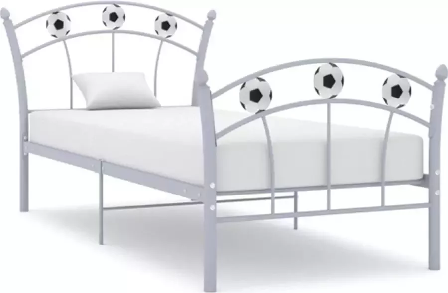 VidaXL -Bedframe-met-voetbaldesign-metaal-grijs-90x200-cm - Foto 2