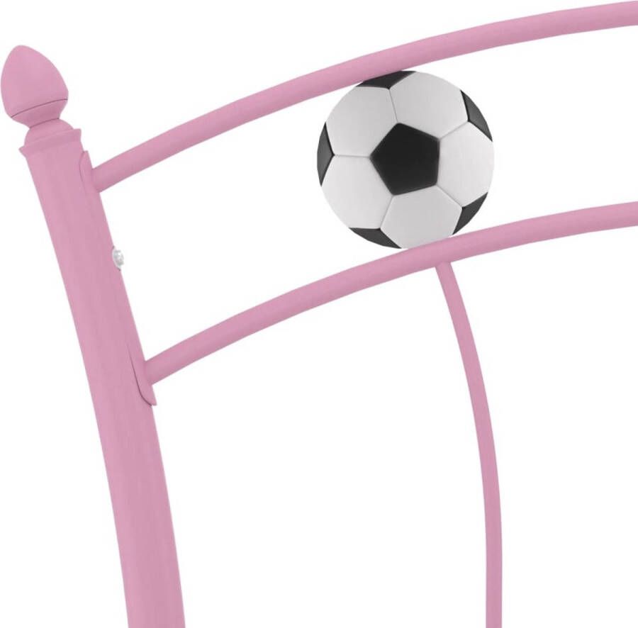 VidaXL -Bedframe-met-voetbaldesign-metaal-roze-90x200-cm - Foto 1