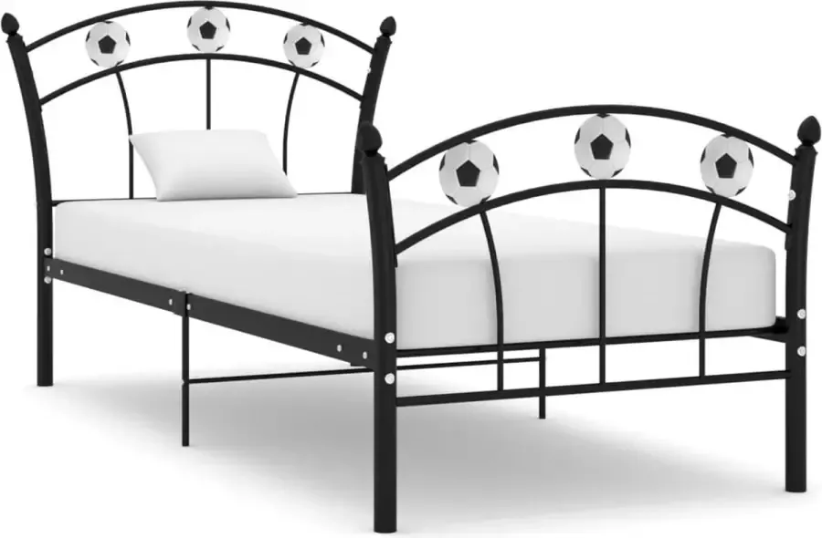 VidaXL -Bedframe-met-voetbaldesign-metaal-zwart-90x200-cm - Foto 3
