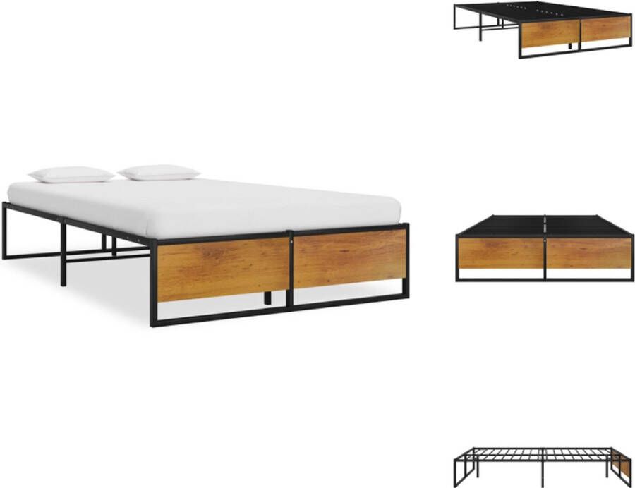 VidaXL Bedframe Metaal 124 x 208 x 32.5 cm Zwart Bed