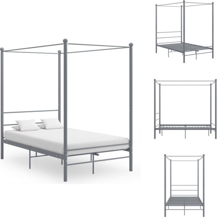 VidaXL Bedframe Metaal 208 x 126 x 201 cm Grijs Matras niet inbegrepen Bed