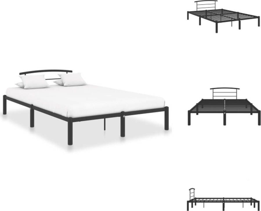 VidaXL Bedframe Bedframes Tweepersoonsbed Tweepersoonsbedden Bedframe metaal zwart 160x200 cm