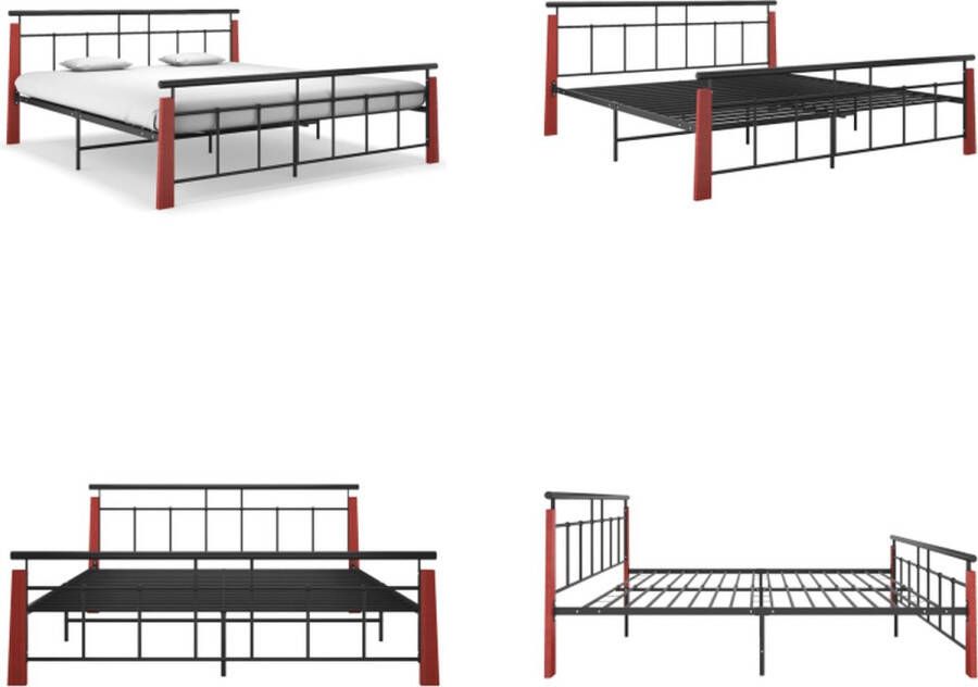 VidaXL Bedframe metaal en massief eikenhout 180x200 cm Bedframe Bed Frame Bed Frames