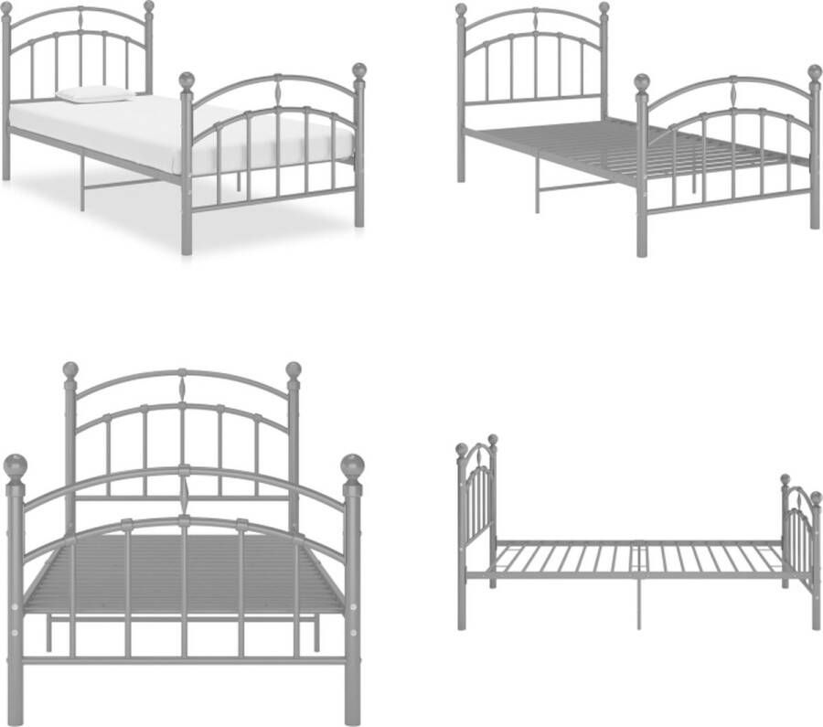 VidaXL Bedframe metaal grijs 100x200 cm Bedframe Bedframes Eenpersoonsbed Eenpersoonsbedden
