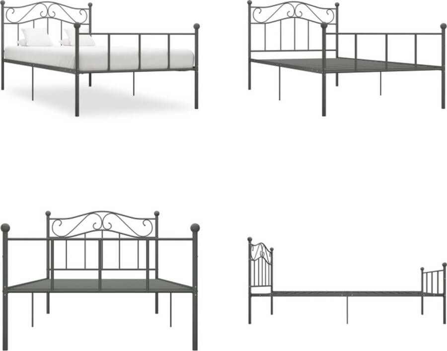 VidaXL Bedframe metaal grijs 100x200 cm Bedframe Bedframes Eenpersoonsbed Eenpersoonsbedden - Foto 2