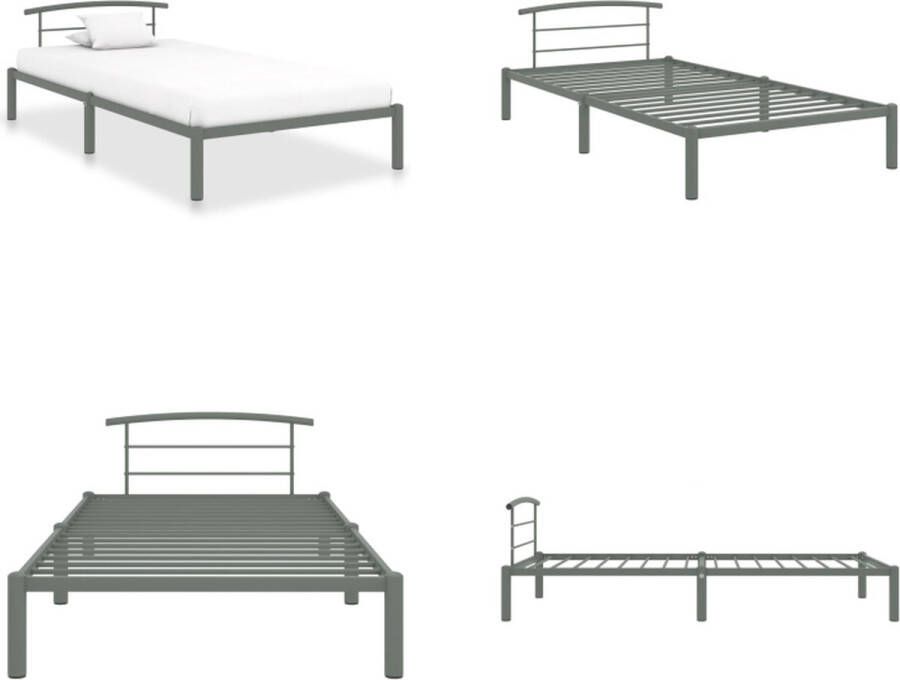 VidaXL Bedframe metaal grijs 100x200 cm Bedframe Bedframes Eenpersoonsbed Eenpersoonsbedden
