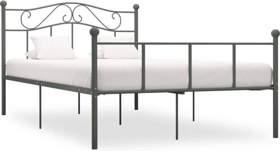 VidaXL Bedframe Grijs Metaal 160x200 cm Metalen Bed Frame Tweepersoons Bed Grijs Bed Frame Kopen Boxspring Bed Hoofdbord - Foto 2