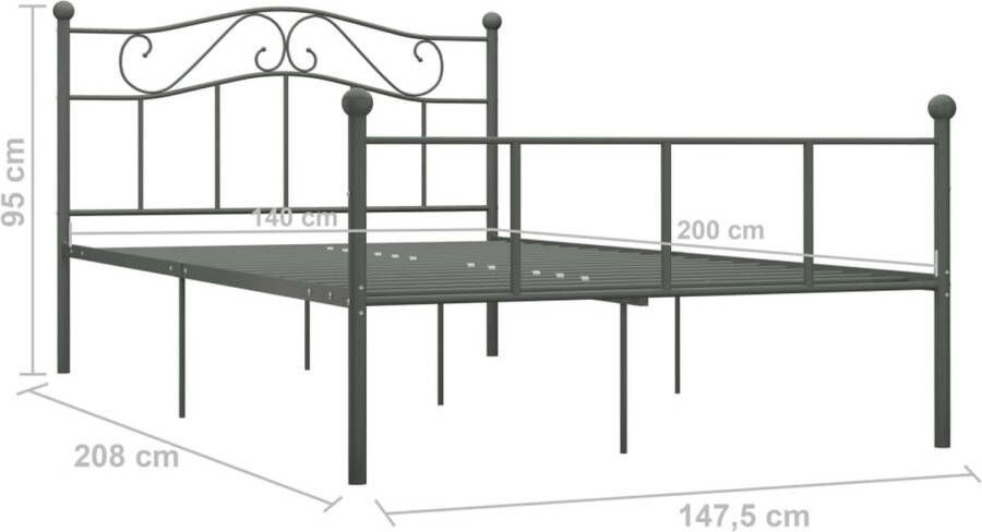 VidaXL -Bedframe-metaal-grijs-140x200-cm - Foto 3