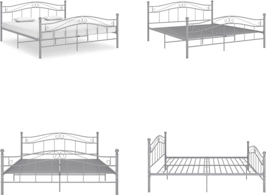 VidaXL Bedframe zonder matras metaal grijs 140x200 cm Bedframe Bedframes Tweepersoonsbed Tweepersoonsbedden