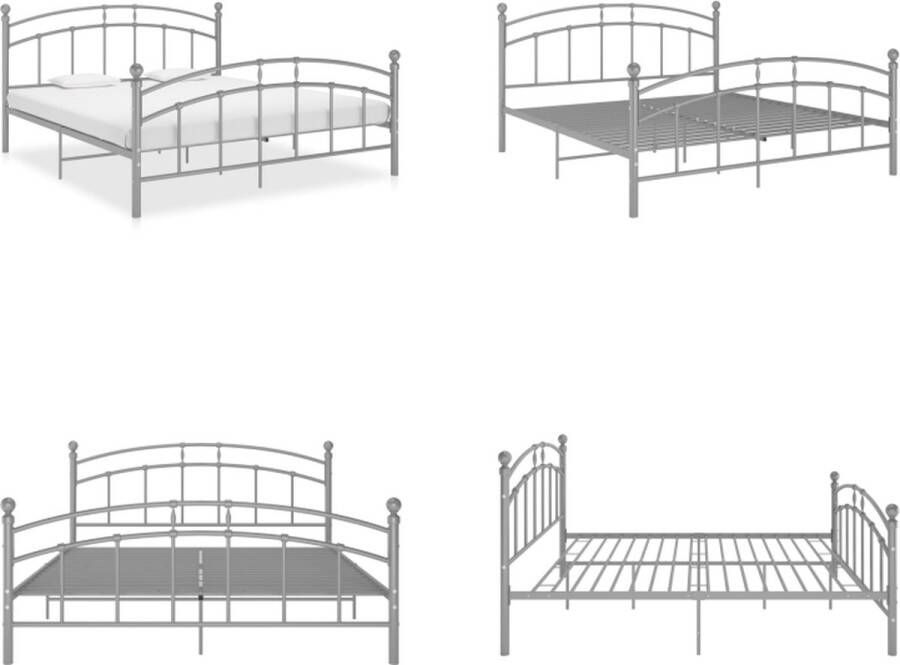VidaXL Bedframe zonder matras metaal grijs 140x200 cm Bedframe Bedframes Tweepersoonsbed Tweepersoonsbedden
