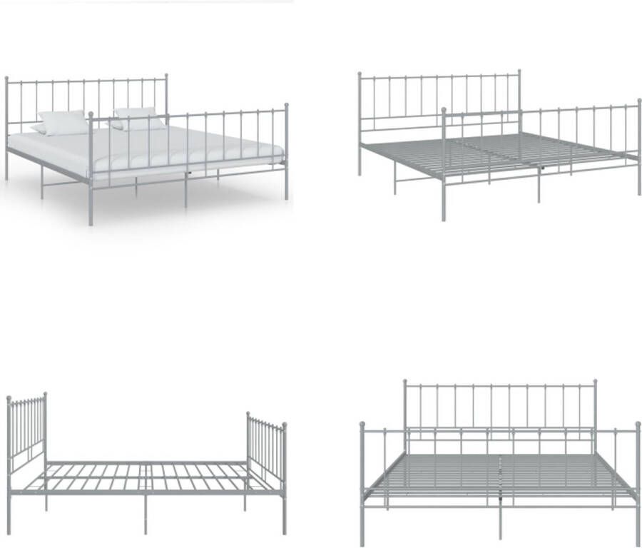 VidaXL Bedframe zonder matras metaal grijs 140x200 cm Bedframe Bedframes Tweepersoonsbed Tweepersoonsbedden - Foto 2