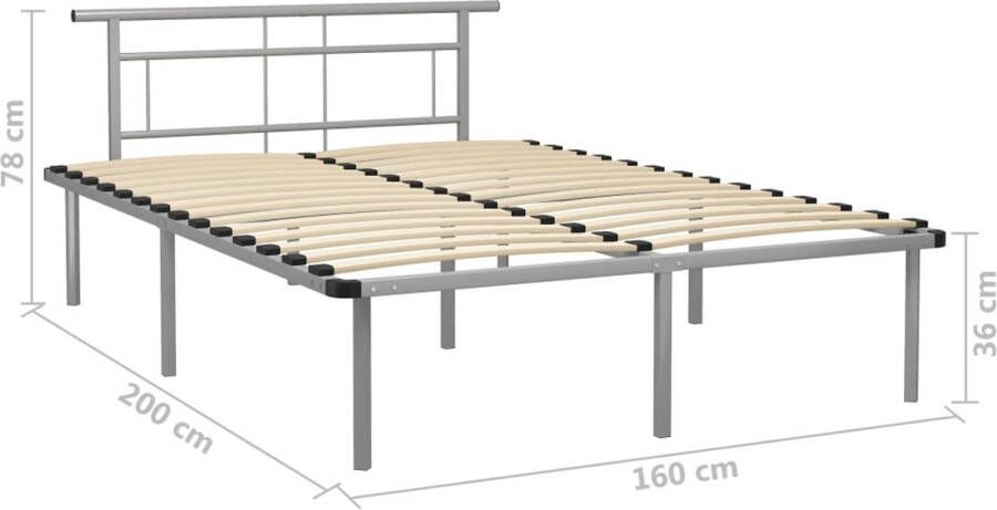 VidaXL -Bedframe-metaal-grijs-160x200-cm - Foto 1