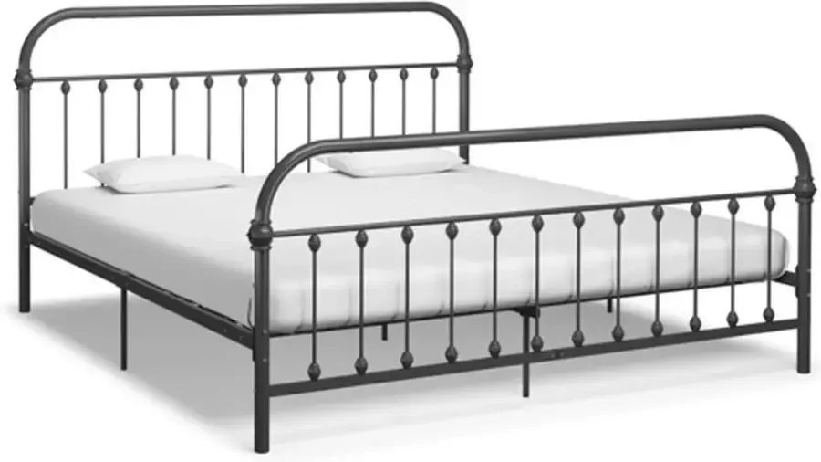 VidaXL -Bedframe-metaal-grijs-180x200-cm - Foto 1