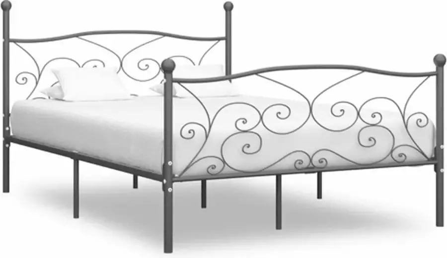 VidaXL -Bedframe-metaal-grijs-200x200-cm