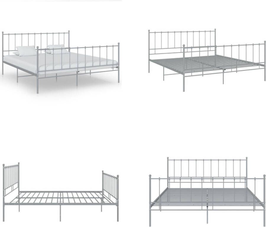 VidaXL Bedframe metaal grijs 200x200 cm Bedframe Bedframes Tweepersoonsbed Tweepersoonsbedden