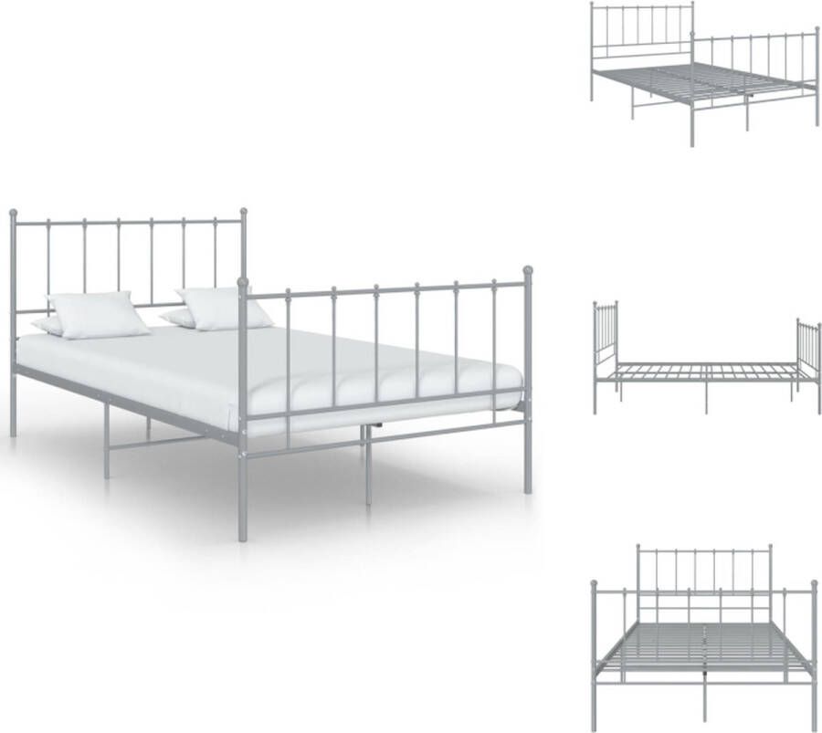 VidaXL Bedframe Metaal Grijs 206 x 125 x 99 cm Tweepersoons Montage vereist Bed