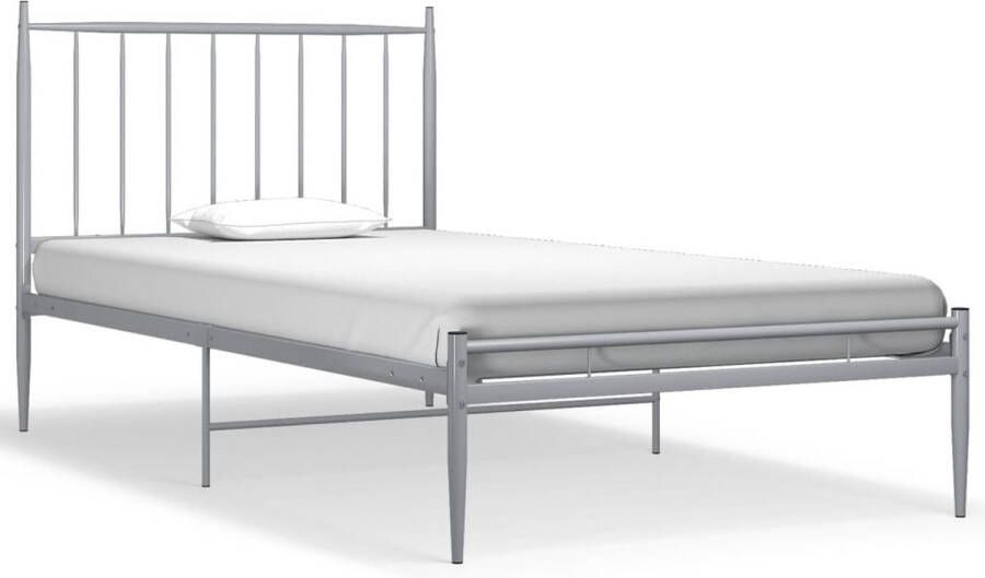 VidaXL -Bedframe-metaal-grijs-90x200-cm - Foto 1