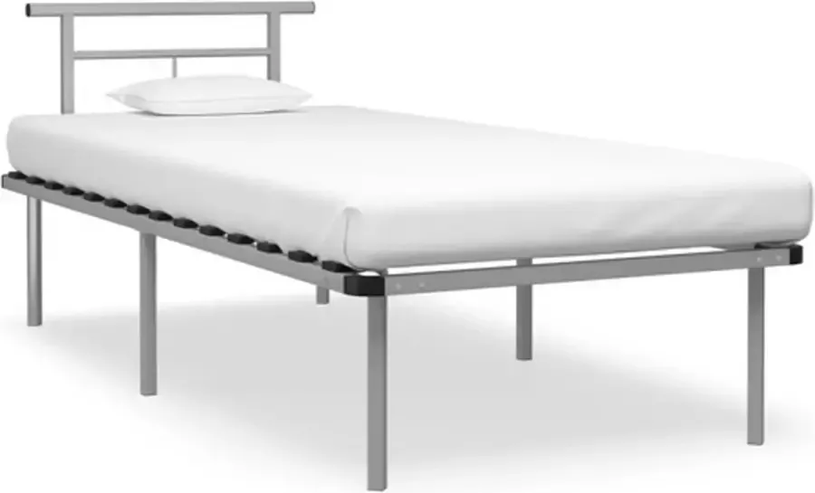 VidaXL -Bedframe-metaal-grijs-90x200-cm - Foto 2