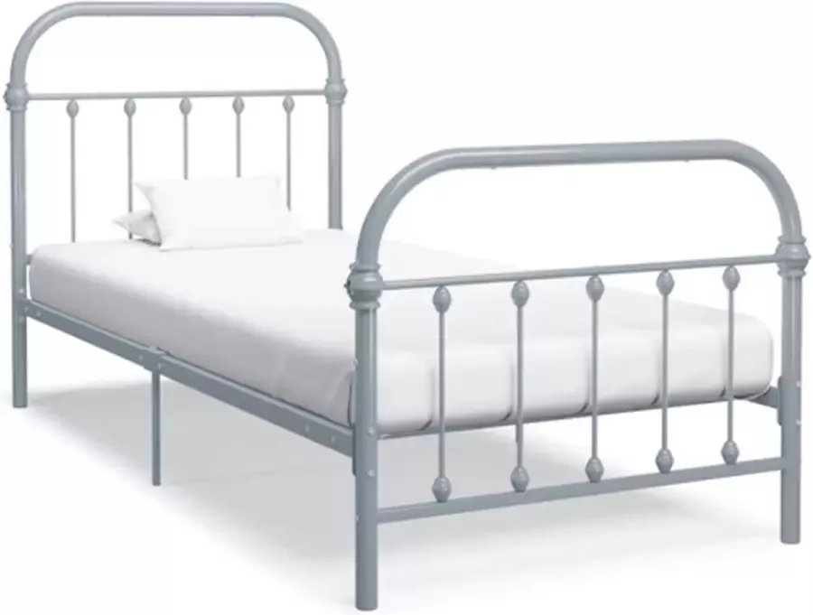 VidaXL -Bedframe-metaal-grijs-90x200-cm - Foto 2
