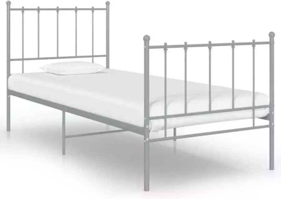 VidaXL -Bedframe-metaal-grijs-90x200-cm - Foto 2