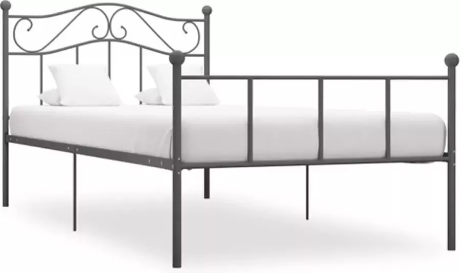 VidaXL -Bedframe-metaal-grijs-90x200-cm - Foto 2