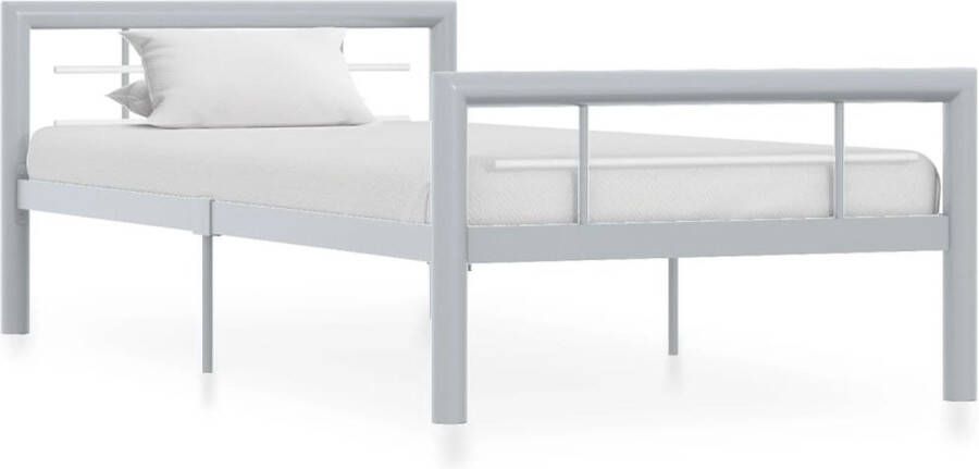 VidaXL Bedframe Metaal Grijs en Wit 100x200 cm Metalen Bed Frame Tweepersoons Bed Slaapkamer Meubilair Design Bed Kopen Luxe Bed Vintage Bed Minimalistisch Bed Moderne Bed - Foto 2