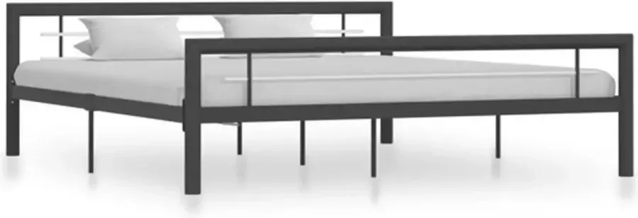 VidaXL -Bedframe-metaal-grijs-en-wit-180x200-cm - Foto 3