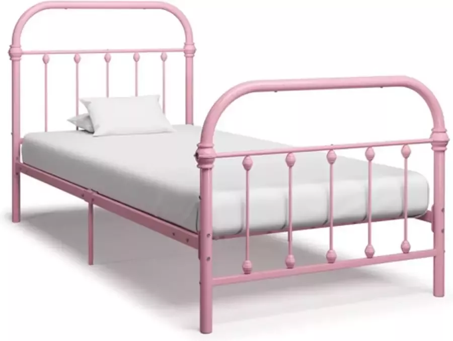 VidaXL -Bedframe-metaal-roze-100x200-cm - Foto 4