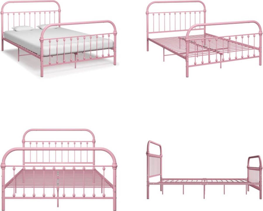VidaXL Bedframe metaal roze 120x200 cm Bedframe Bedframes Tweepersoonsbed Tweepersoonsbedden