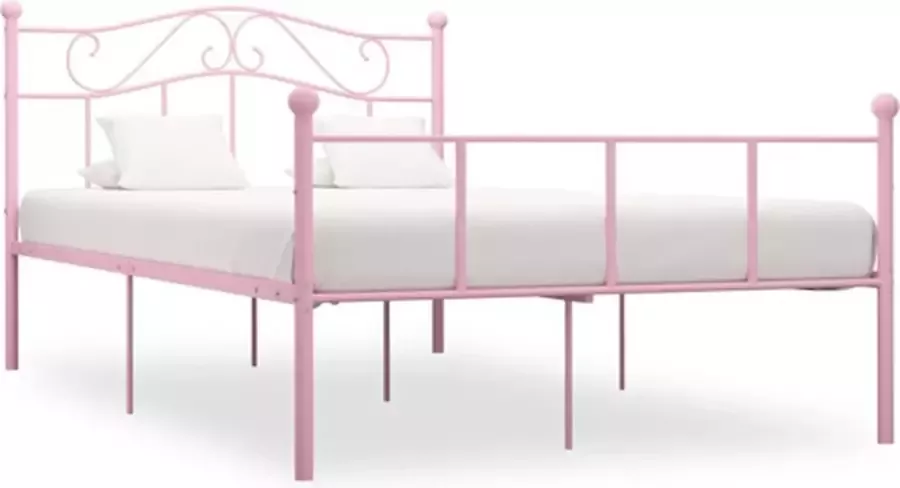 VidaXL -Bedframe-metaal-roze-140x200-cm - Foto 2