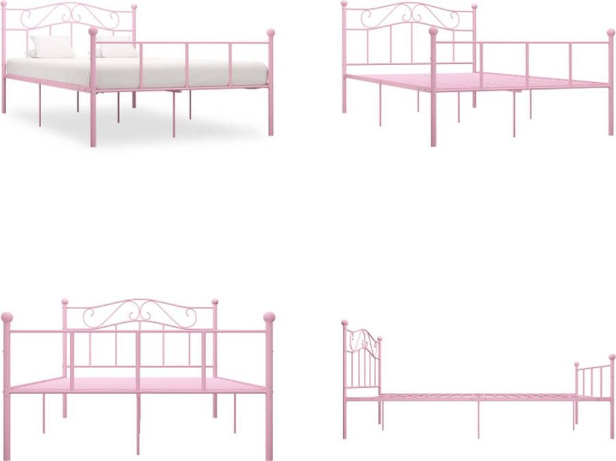 VidaXL Bedframe metaal roze 140x200 cm Bedframe Bedframes Tweepersoonsbed Tweepersoonsbedden