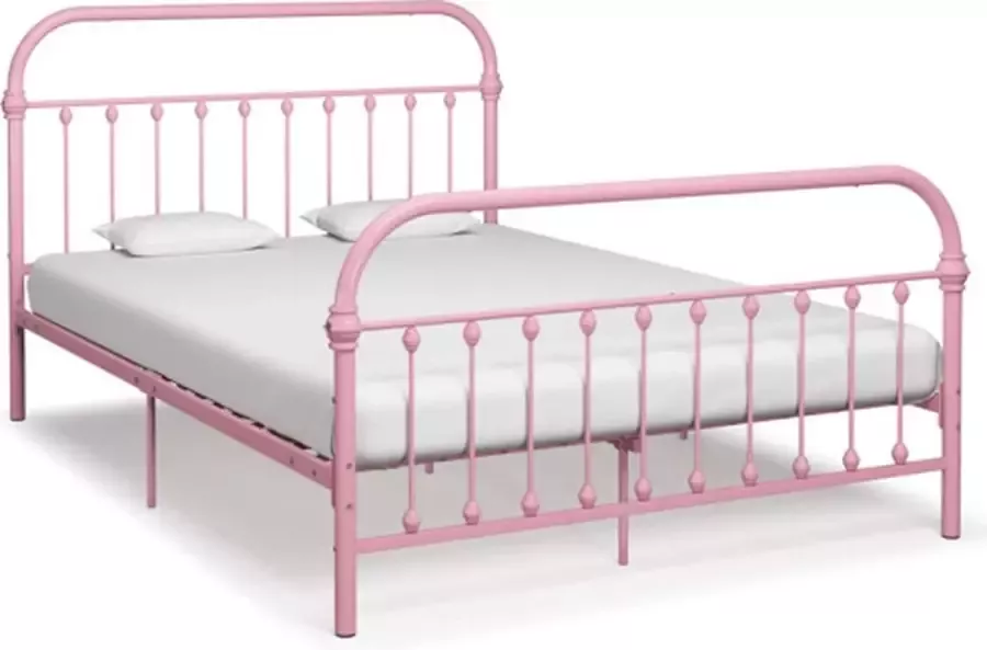 VidaXL -Bedframe-metaal-roze-160x200-cm - Foto 2