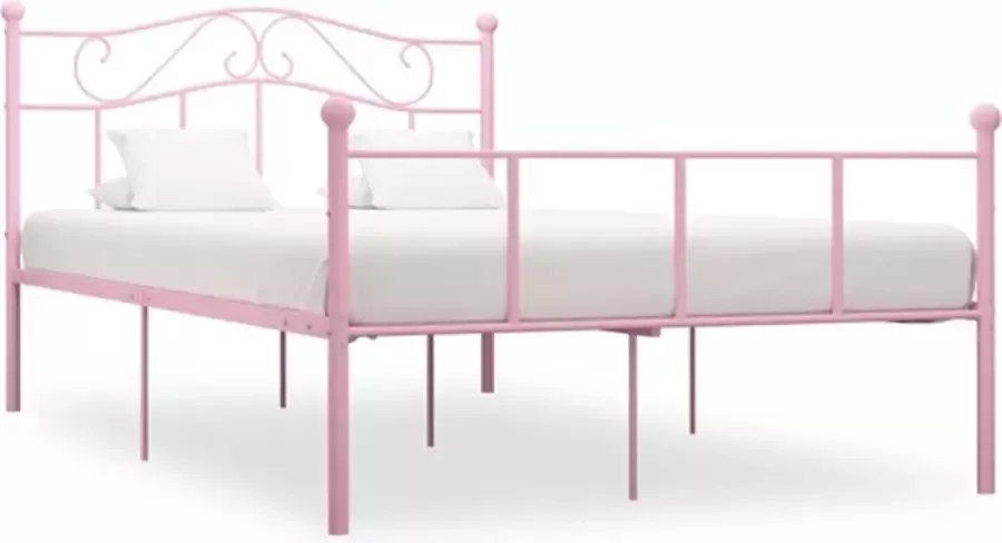 VidaXL -Bedframe-metaal-roze-160x200-cm - Foto 2