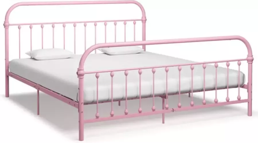 VidaXL -Bedframe-metaal-roze-180x200-cm - Foto 1